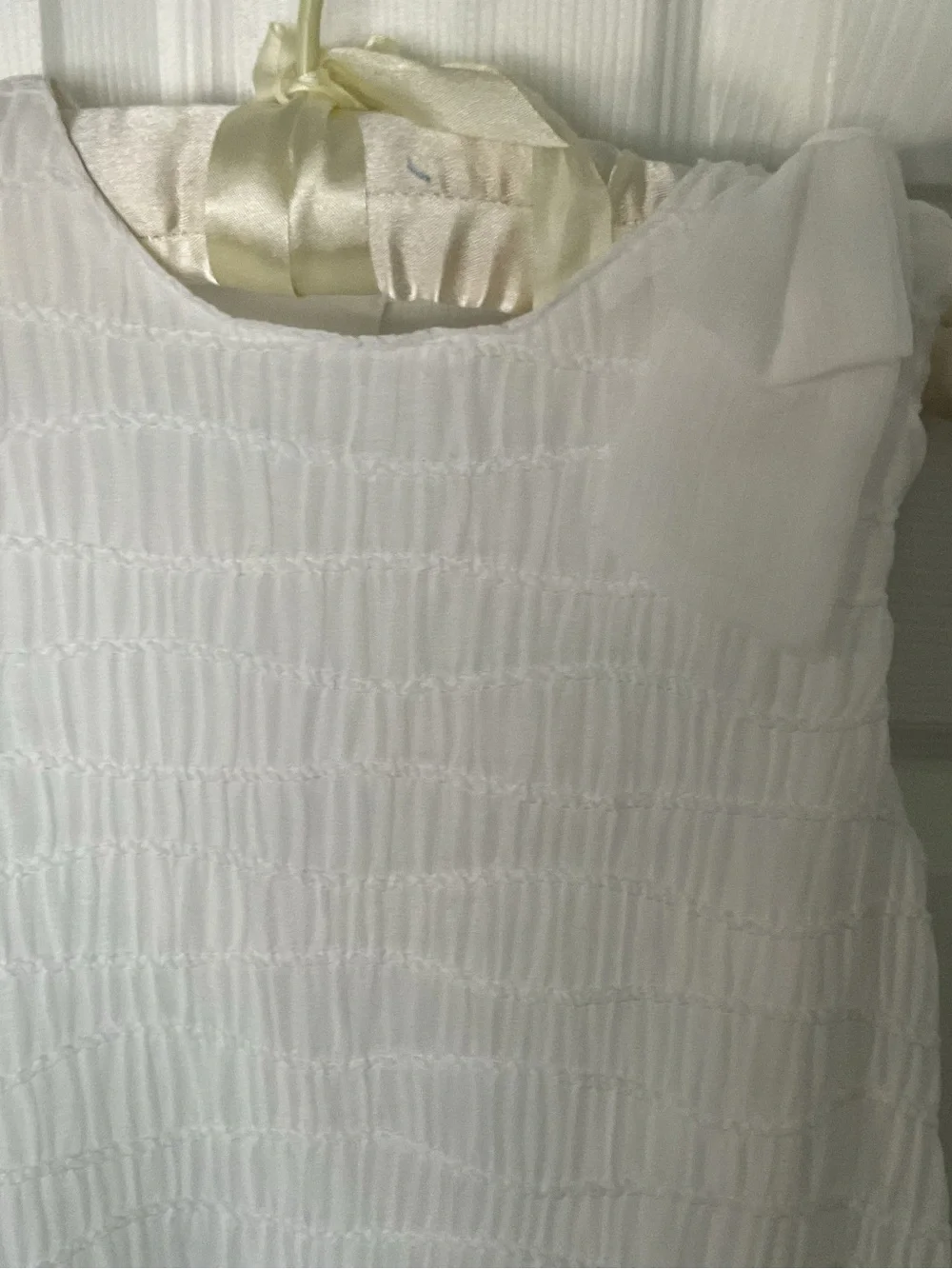 Mayoral White Textured Sleeveless Dress with Bow Accent NEW